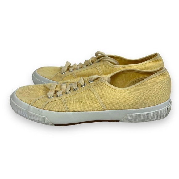 Ann Taylor Shoes Womens 10 Yellow Canvas Sneakers Preppy Classic Coastal - Picture 4 of 10